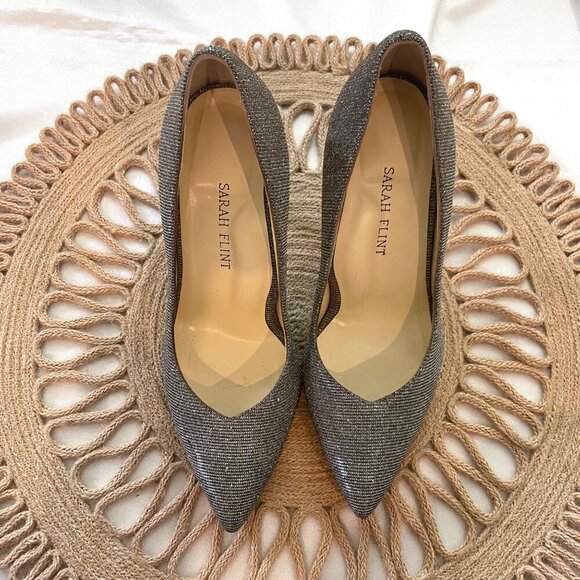Sarah Flint Perfect Pump 85 Gunmetal Lame Heels Size 35 - Picture 3 of 11